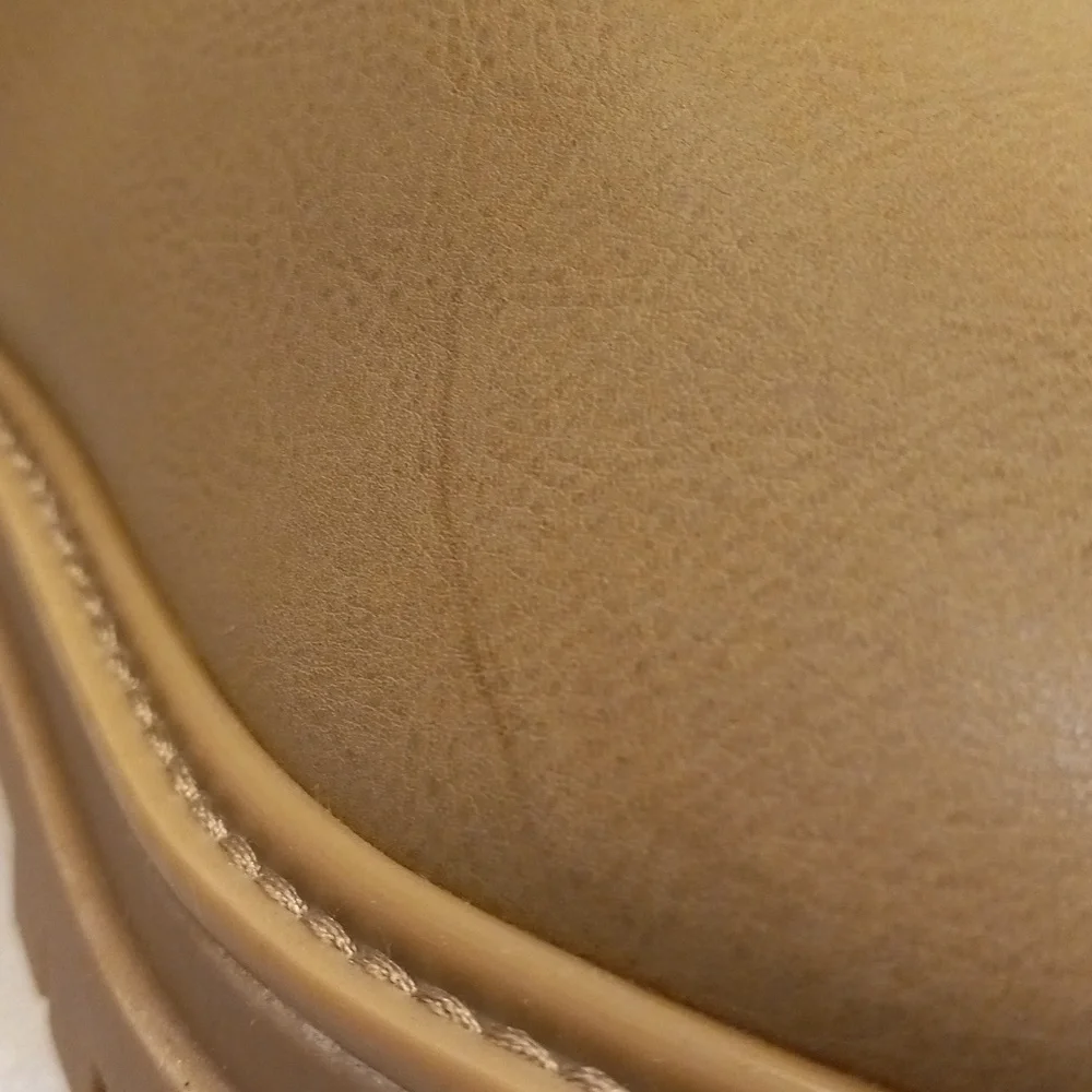 NWT 8.5 TT Ankle Boots Tan Memory Foam Comfy Slouchy Combat Moto Lug Chelsea
